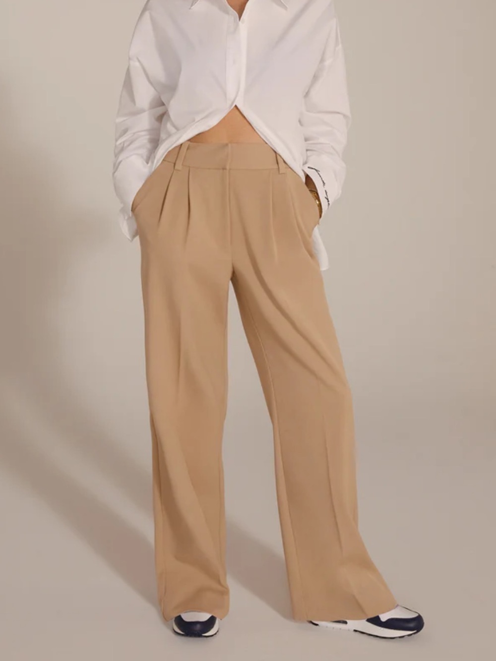 Favorite Daughter Wide-Leg Chino Pants in Beige